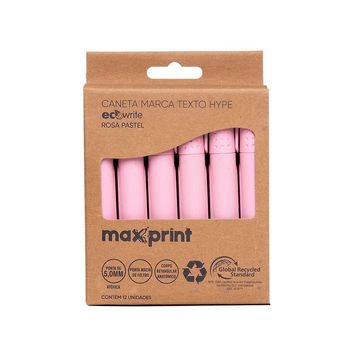 Caneta Marca Texto Ecowrite Hype Rosa Pastel Caixa com 12 Unidades - Maxprint - 70000016