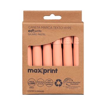 Caneta Marca Texto Ecowrite Hype Salmão Pastel Caixa com 12 Unidades - Maxprint - 70000018