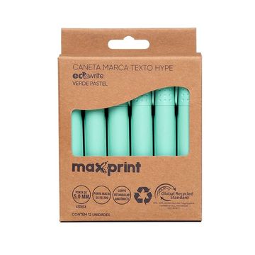 Caneta Marca Texto Ecowrite Hype Verde Pastel Caixa com 12 Unidades - Maxprint - 70000019