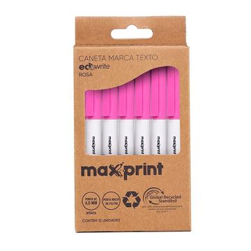 Caneta Marca Texto Rosa Caixa com 12 Unidades - Maxprint - 70000090