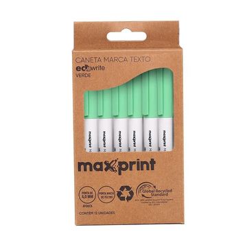 Caneta Marca Texto Verde Caixa com 12 Unidades - Maxprint - 70000089