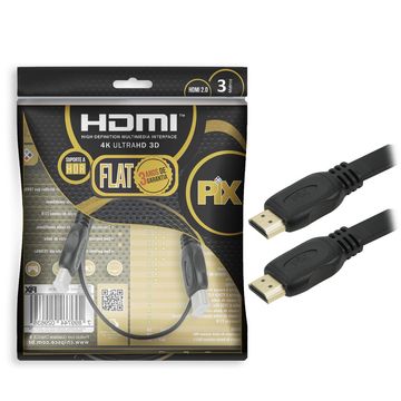 Cabo HDMI Macho x Macho 2.0 4K HDR 19 Pinos Flat 3,0 Metros PIX - 018-5023-SINOP-03