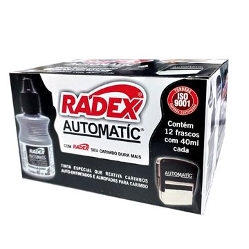 Tinta para Carimbo 40ml Caixa com 12 Unidades Preto Automatic - Radex - 174-SINOP-03