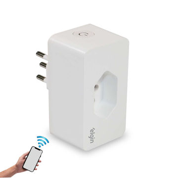 Adaptador Tomada Inteligente Wi-Fi Elgin 3 Pinos Bivolt 10A Branco - 48PLUGWIFI10-SINOP-03