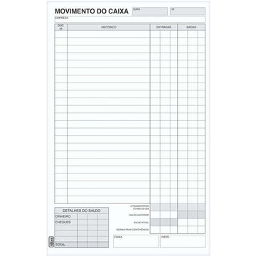 Talão Movimento de Caixa Capa Flexível 100 Fls 146x204 Pacote com 10 Unidades - Tilibra - 156540-SINOP-03