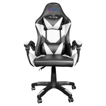 Cadeira Gamer Giratória Preto e Branco com Braço Ajuste de Altura e Encosto Reclinável Yakao - GC-007-WHITE