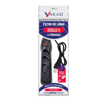 Filtro de Linha Yakao com 4 Tomadas 10A 3 Pinos Bivolt 1 Metro Preto - 308 - Circuit Breaker