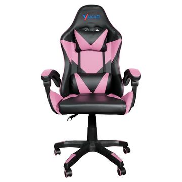 Cadeira Gamer Giratória Preto e Rosa com Braço Ajuste de Altura e Encosto Reclinável Yakao - GC-007-PINK-SINOP-03