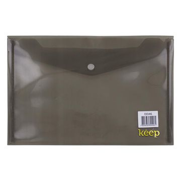 Pasta Envelope Plástico 330x237mm A4 Fecho Botão Fumê Keep - EI046 - Pacote com 5 Unidades