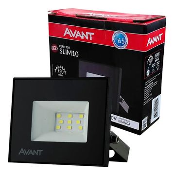 Refletor Led Avant 10W 6500k 750 Lúmens Branca Fria Bivolt - SLIM10 - EMBALAGEM AVARIADA