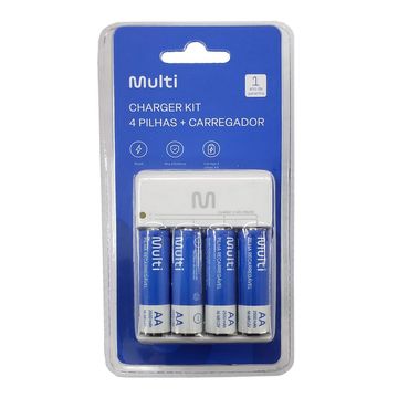 Carregador de Pilhas 4 Pilhas AA Bivolt Multilaser - CB054 - Vendido 1 Carregador + 4 Pilhas AA Recarregáveis-SINOP-03