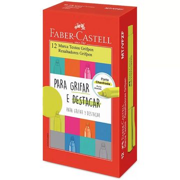 Caneta Marca Texto Amarelo Caixa com 12 Unidades Grifpen - Faber Castell - MT/AMZF