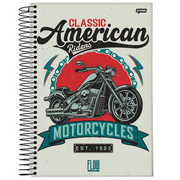 Caderno Universitário Capa Dura Espiral 20 Matérias 320 Fls 200x275 Flow Motorcycles - Vendido Unitário - Jandaia - 68756-88