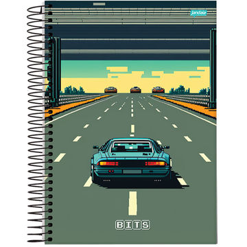 Caderno Universitário Capa Dura Espiral 10 Matérias 160 Fls 200x275 Bits - Unitário - Jandaia - 72782-24A