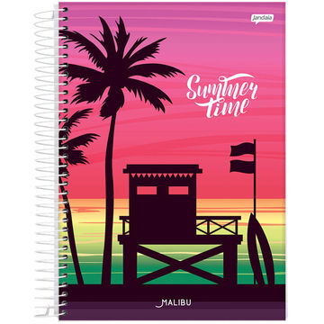 Caderno Universitário Capa Dura Espiral 15 Matérias 300 Fls 200x275 Cali e Malibu - Unitário - Jandaia - 74871-77B