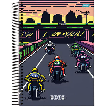 Caderno Universitário Capa Dura Espiral 10 Matérias 160 Fls 200x275 Bits - Unitário - Jandaia - 72782-24B