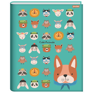 Caderno Brochurão Capa Dura Costurado 80 Fls 200x275 Cute Animals - Unitário - Jandaia - 72765-77B