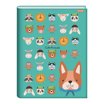 Caderno Brochura Capa Dura Costurado 80 Fls 140x200 Cute Animals - Unitário - Jandaia - 72761-77