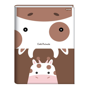 Caderno Brochura Capa Dura Costurado 80 Fls 140x200 Cute Animals - Unitário - Jandaia - 72761-77C