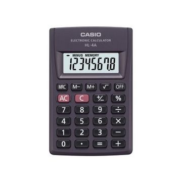 Calculadora Eletrônica de Bolso 8 Dígitos Preto Casio - Unitário - HL-4A-SINOP-03