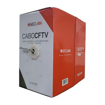 Cabo CFTV 26AWG Seccon SecLan Cat.5 4 Pares Caixa com 305 Metros Cinza - LS-CAT5E-GY