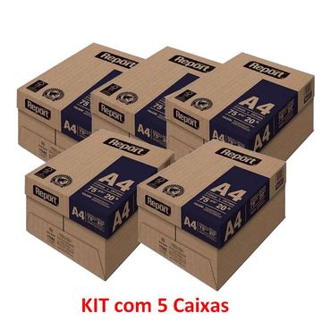 Papel A4 Branco Report KIT com 5 Caixas cada Resma com 500 Folhas 210 x 297 75 Gramas - 200088871-SINOP-03