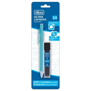 Lapiseira Plástica 2.0mm com Apontador Azul Tilibra - Unitário - Blister com Grafite - 347485