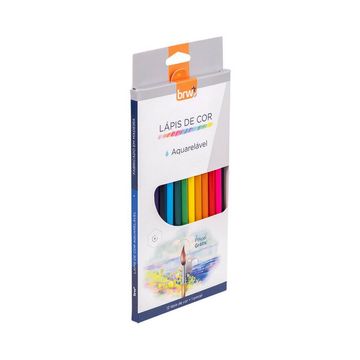 Lápis de Cor 12 Cores Sextavado Aquarelável - BRW - LP0013