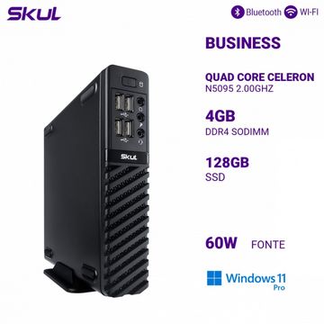 Micro Computador Skul Celeron Quad Core N5095 Memória 4 GB SSD 128GB Wi-fi - Bluetooth Windows 11 Pro sem Monitor Mini-PC - 210844