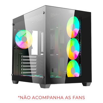 Gabinete Gamer C3tech Aquarius sem Cooler Fan e sem Fonte Lateral e Frente em Vidro Temperado Preto - MT-G910BK