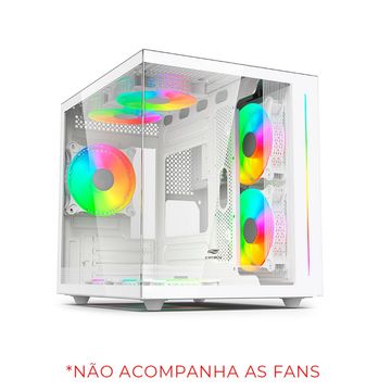 Gabinete Gamer C3tech Aquarius sem Cooler Fan e sem Fonte Lateral e Frente em Vidro Temperado Branco - MT-G810WH