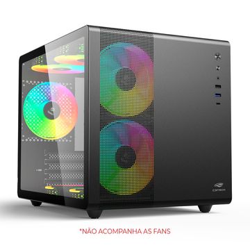 Gabinete Gamer C3tech Aquarius sem Cooler Fan e sem Fonte Lateral em Vidro Preto - MT-G710BK