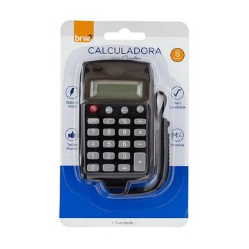 Calculadora Eletrônica de Bolso 8 Dígitos Preto BRW - Unitário - CC0010