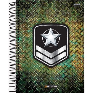 Caderno Universitário Capa Dura Espiral 10 Matérias 160 Fls 200x275 Adventure Army - Vendido Unitário - Jandaia - 71130-24