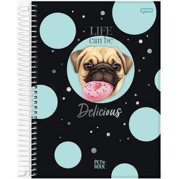 Caderno Universitário Capa Dura Espiral 10 Matérias 160 Fls 200x275 Pet Holic Delicious - Unitário - Jandaia - 69025-24