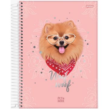 Caderno Universitário Capa Dura Espiral 10 Matérias 160 Fls 200x275 Pet Holic Woof woof - Unitário - Jandaia - 69025-24