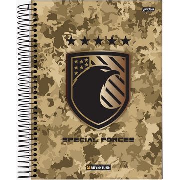 Caderno Universitário Capa Dura Espiral 10 Matérias 160 Fls 200x275 Adventure Special Forces - Vendido Unitário - Jandaia - 71130-24