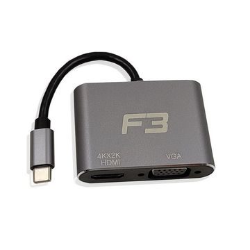 Conversor USB Type-C 3.1 Macho para HDMI 4K, VGA F3 - 1048