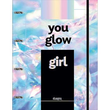 Caderno Argolado Capa Dura 1 Matéria 80 Fls 200x275 Holográfica You glow Girl - Unitário - Jandaia - 75017-77