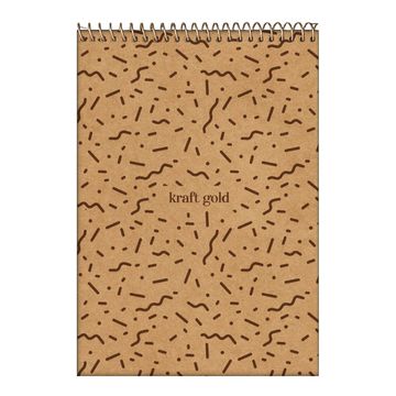 Caderno Capa Dura Espiral 80 Fls 146x210 Kraft Gold - Unitario - Jandaia - 74787-77C