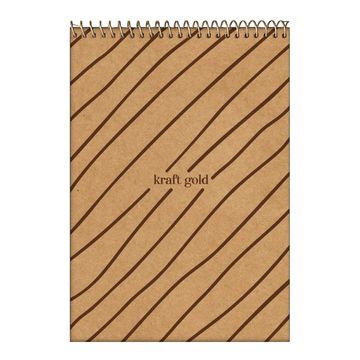 Caderno Capa Dura Espiral 80 Fls 146x210 Kraft Gold - Unitario - Jandaia - 74787-77D