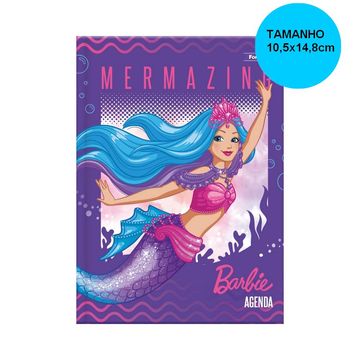 Agenda Escolar Permanente 105x148mm 96 Folhas Barbie Mermazing Roxo - Foroni - 54.7668-1