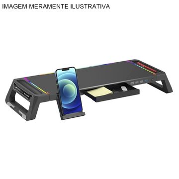 Suporte para Monitor e Notebook RGB Ajustável Preto C3tech - BM-L100BK