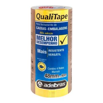 Fita Empacotamento Marrom 48mm x 40 Metros  Adelbras - Pacote com 4 Unidades - 0811000005