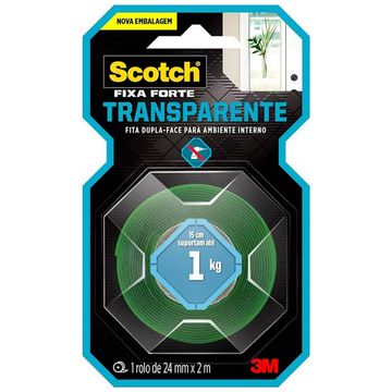 Fita Dupla Face Acrílico 24mm x 2 Metros Unitário Fixa Forte - Scotch 3M - HB004420194