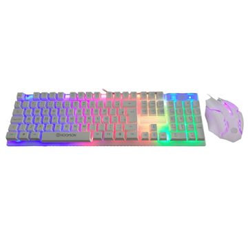 Kit Teclado + Mouse USB Gamer Hoopson Branco com Led - TPC-096KB