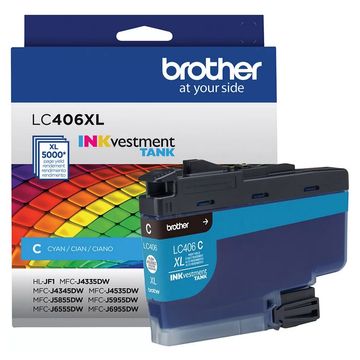 Cartucho de Tinta Brother LC406XL Ciano Original - LC406XLCS - 5.000 páginas para HLJF1, MFCJ4335DW, MFCJ4345DW, MFCJ4535DW, MFCJ5855DW, MFCJ5955DW