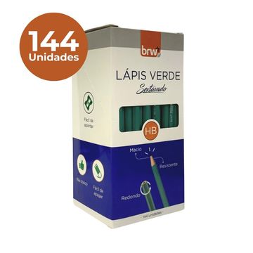 Lápis Verde HB BRW Sextavado Caixa com 144 Unidades - LP1442