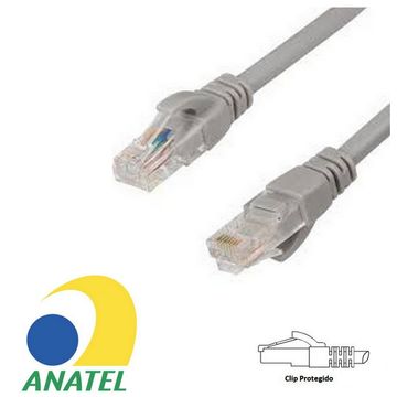 Cabo Patch Cord Cat.6 2,5 Metros Cinza Seccon SecLan CY-5128-CAT6-2.5M-GY - Homologado ANATEL