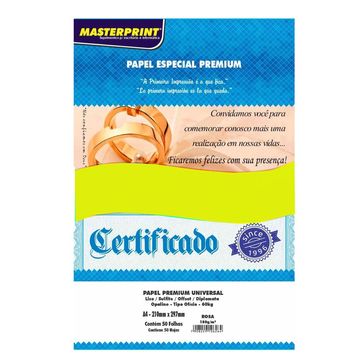 Papel Premium Amarelo A4 50 Folhas 180 Gramas Masterprint - 121010013